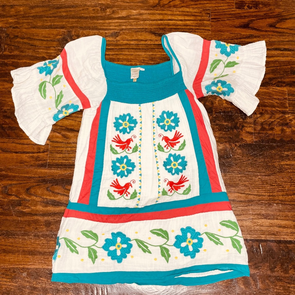Anthropologie Seen Worn Kept Size 2 Embroidered Tunic Top Mexican Folk Art